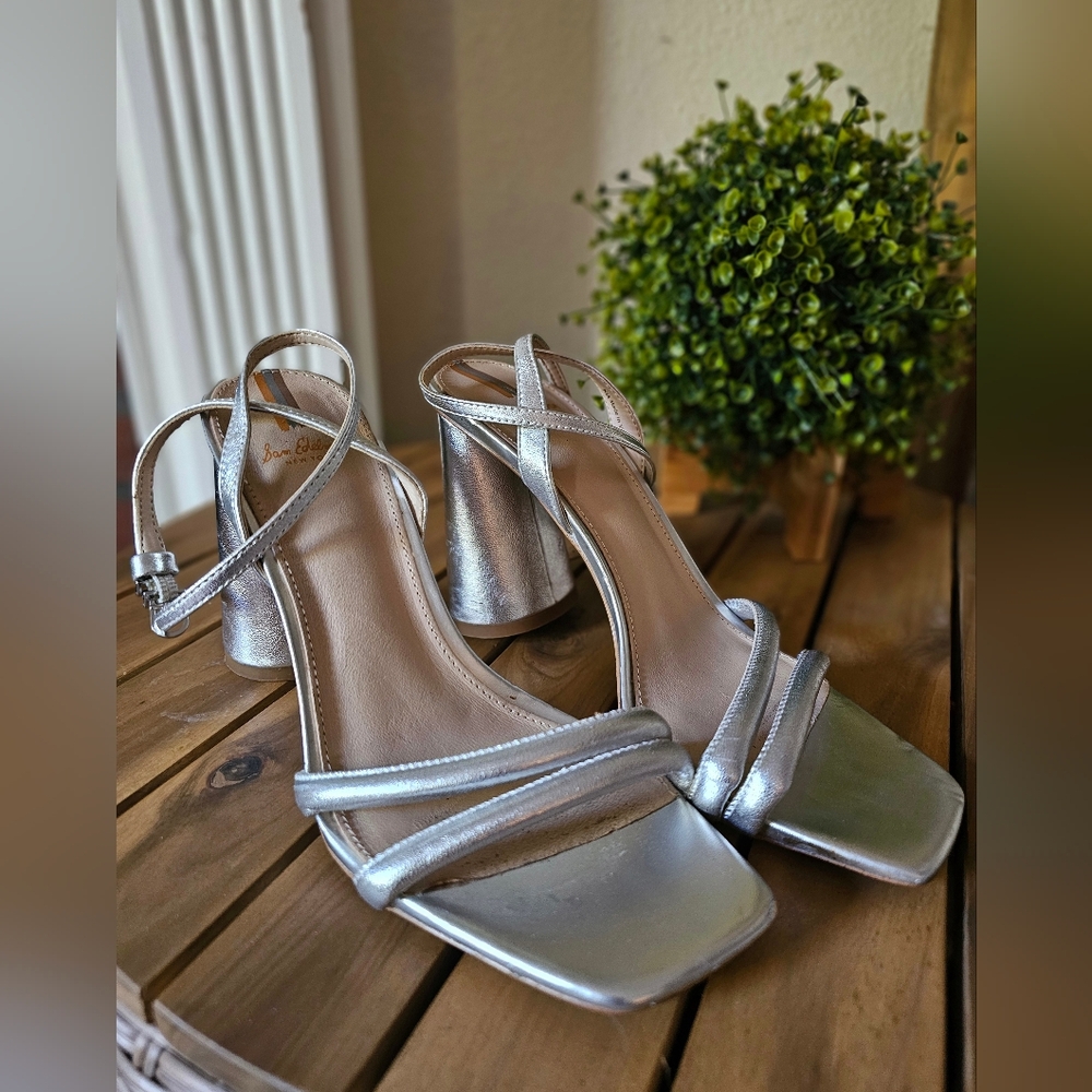 Sam Edelman Silver Block Heel Sandals